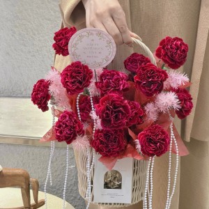 红绸康乃馨花篮